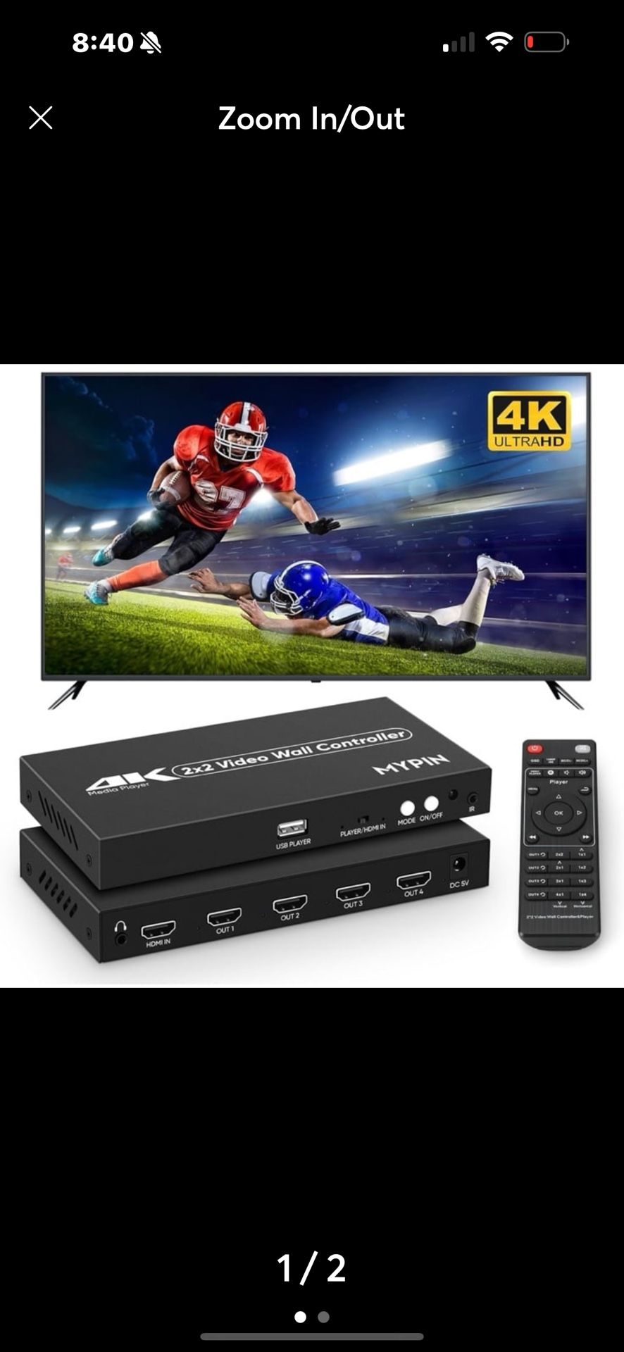 2x2 HDMI 4K Video Wall Controller with Media Player Function