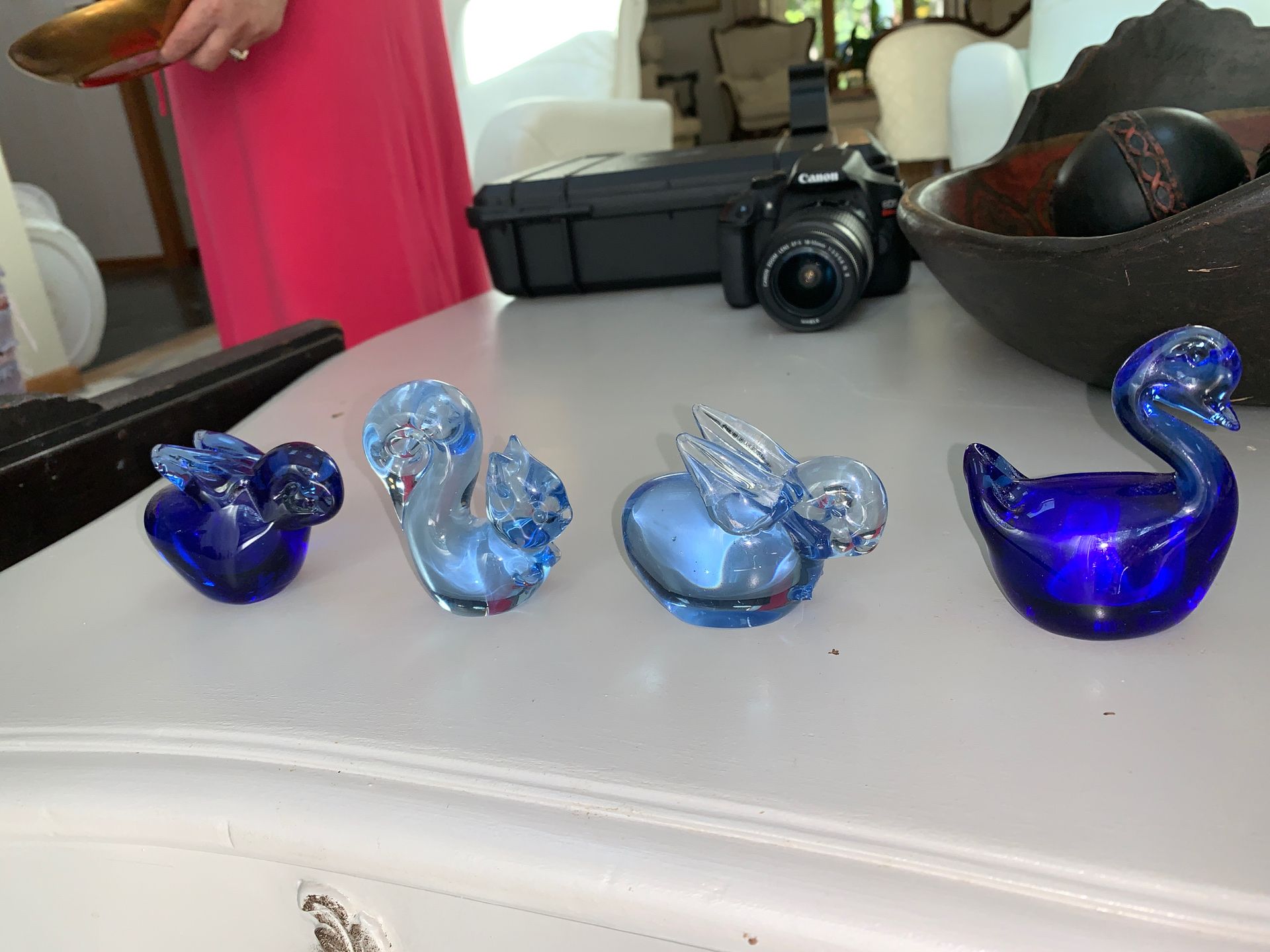 Blue Antique glass figures
