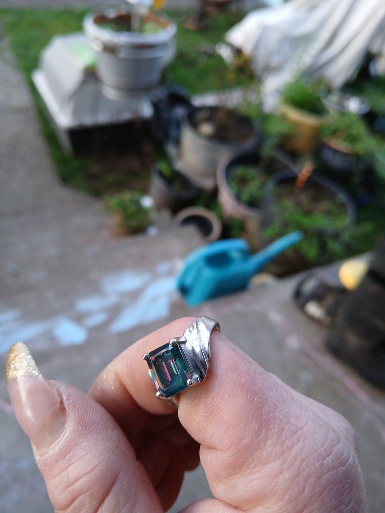  Topaz And Silver Ring 