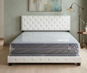 NEW BED FRAME KING SIZE WITH MATTRESS AND BOX SPRING