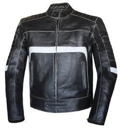 Men Motorcycle Vintage Concealed Carry Leather Jacket