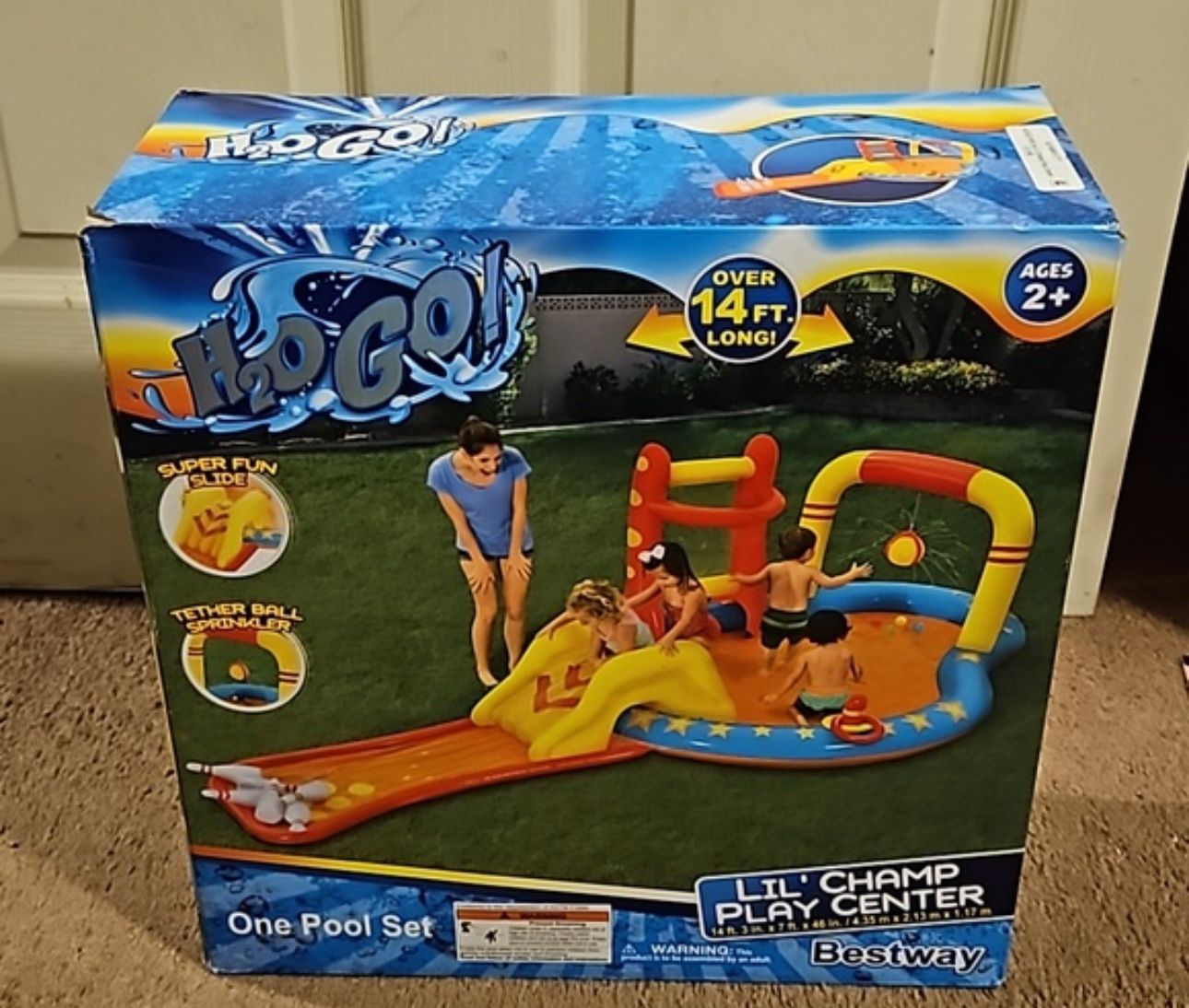 Brand New H2OGO Lil Champ Play Pool Center With Detachable Slide Kids Outdoor Summer Fun Designed to get kids moving, grooving and out of the house,
