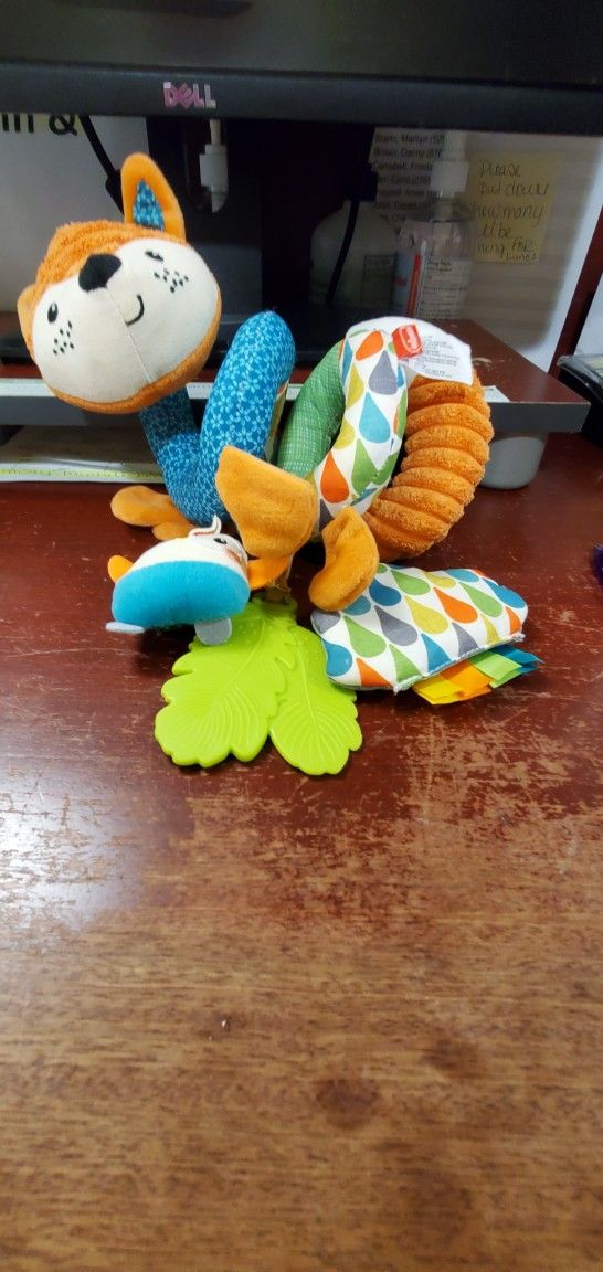 Infantino 2016 Go Gaga Curly Spiral CarSeat Fox Baby Sensory Activity Toy