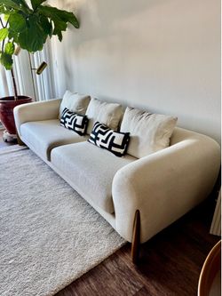 3 seater boucle design sofa - off white