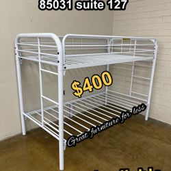 Metal Bunk Bed White Twin Over Twin Brand New