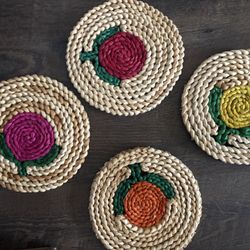 Four Woven Seagrass? Trivets 