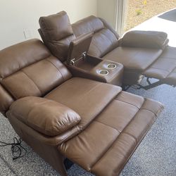 Matching Brown Leather Recliners 