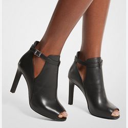 Michael Kors Lawson Leather Open-Toe Ankle Boot Size 7