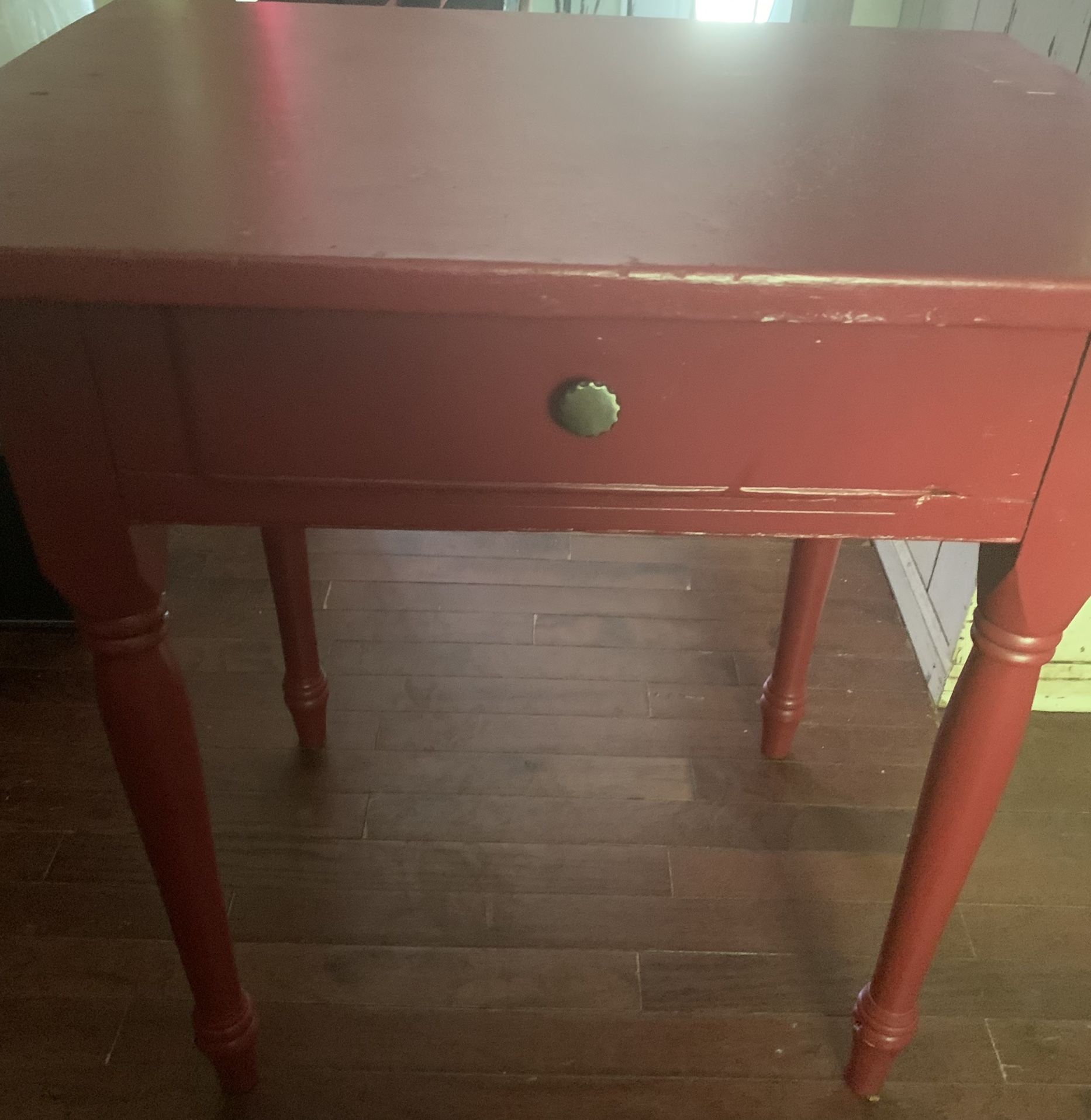 Red Small Wood Desk With One Drawer