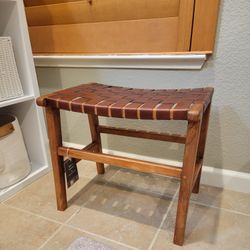 Teakwood/Leather Stool