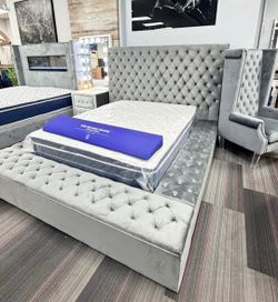 Queen Bed Storage bed grey