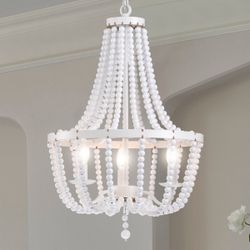Boho beaded 3-light chandelier