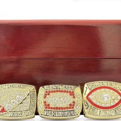 Washington Redskins Championship Replica Rings Set With Wooden Box 