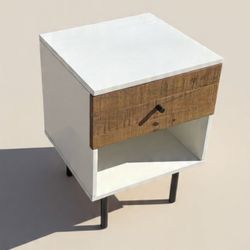 West Elm Wood Nightstand One Drawer 