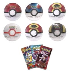 Pokémon TCG Pokeball Tin - 3 Booster Packs Each: Factory Sealed G25