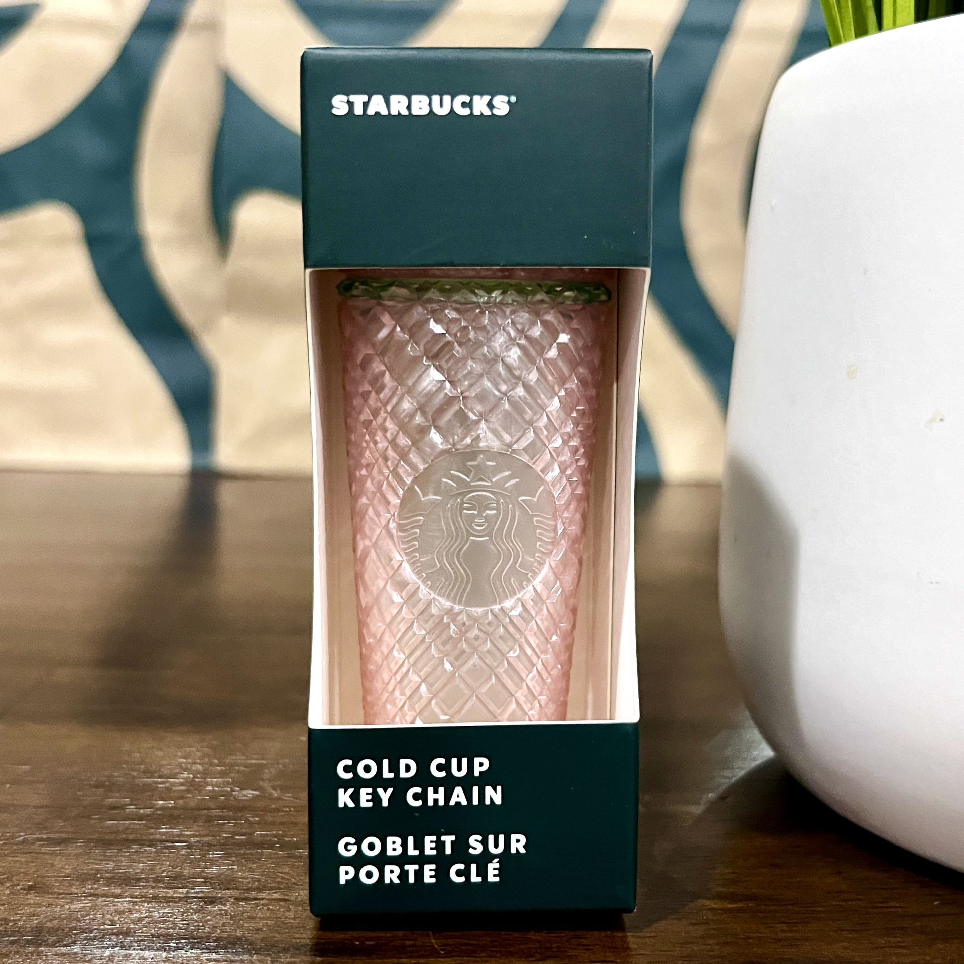 💗 Starbucks 2023 Pearl Pink Green Jeweled Keychain Ornament