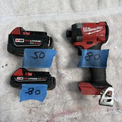M18 FUEL 18V Lithium-lon Brushless  1/4” Hex. Impact Driver/Healthy Batteries - Clean