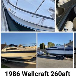 1986 Wellcraft Aft Cabin 26’ Boat With Trailer. Fishing Boat 