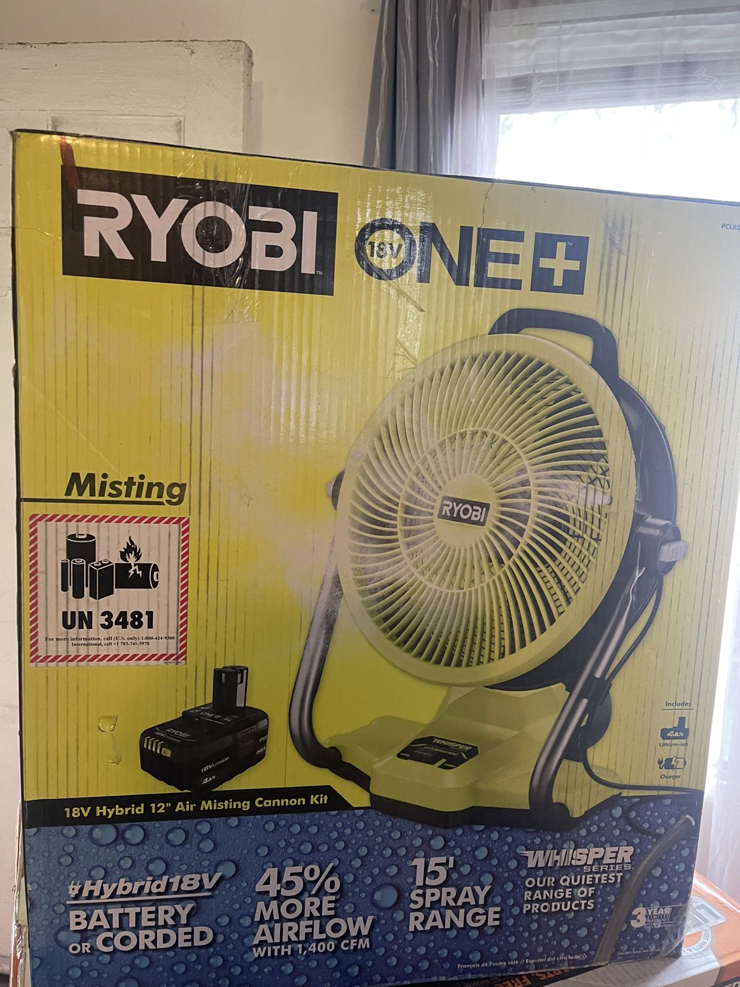 RYOBI ONE+ 18V Cordless Hybrid WHISPER SERIES 12 Misting Air