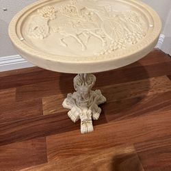 Asian Style Carved Pedestal Table 20.5” X17.5”