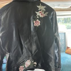 Black Jacket Rose embroidery