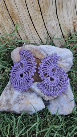 Crochet Earrings, Handmade Purple Earrings 
