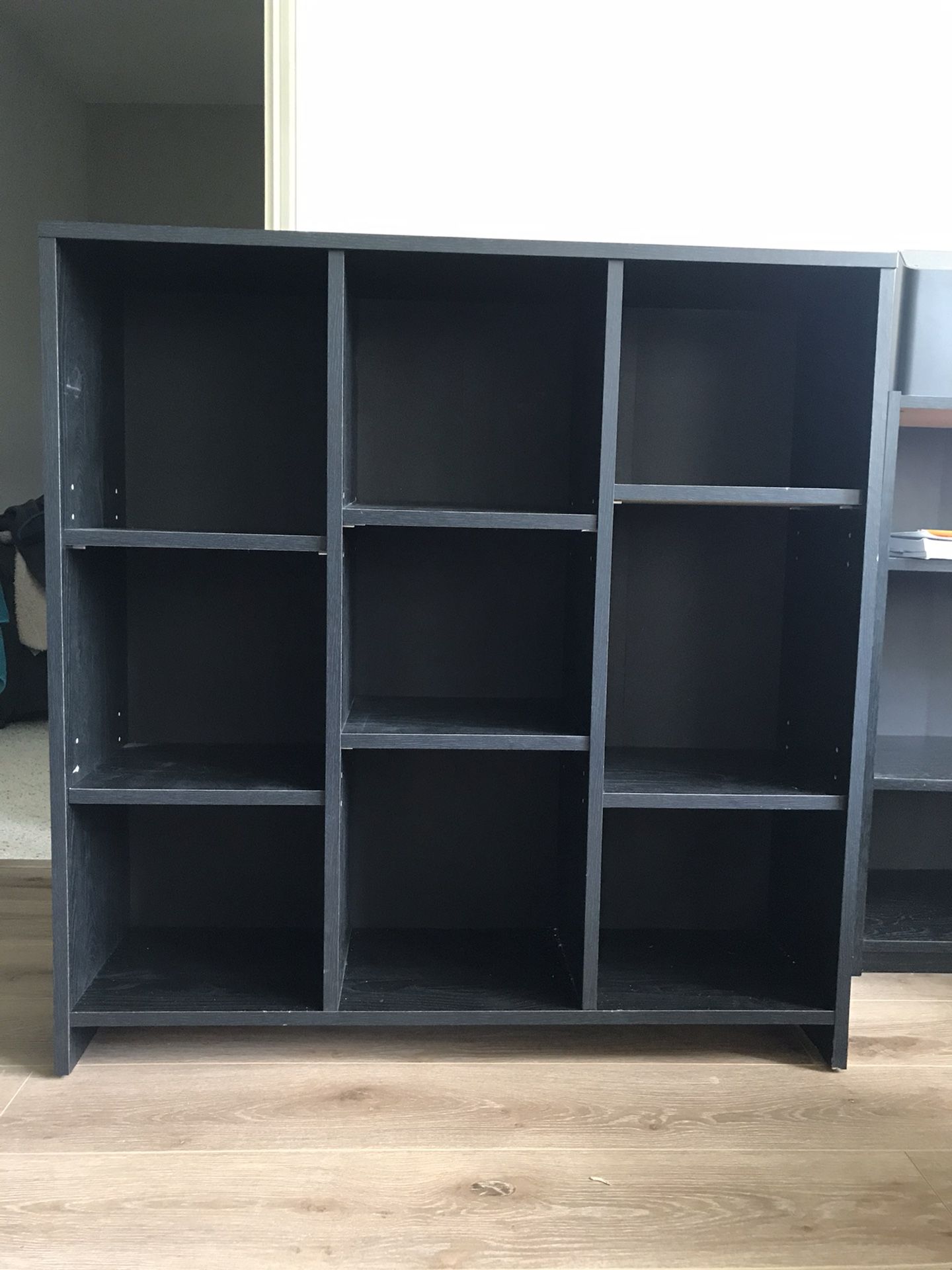 Black Wooden Shelf With Adjustable Shelves