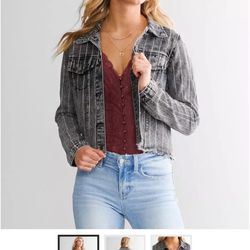 Size Small Rhinestone Denim Jacket Black Wash