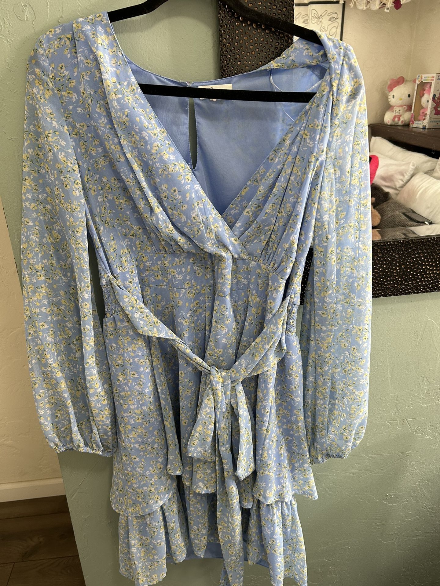 Large Blue Flower Dress