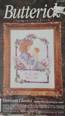 Stamped cross stitch - custom name and birthdate