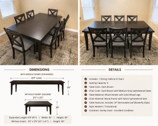 Dining room table and chairs