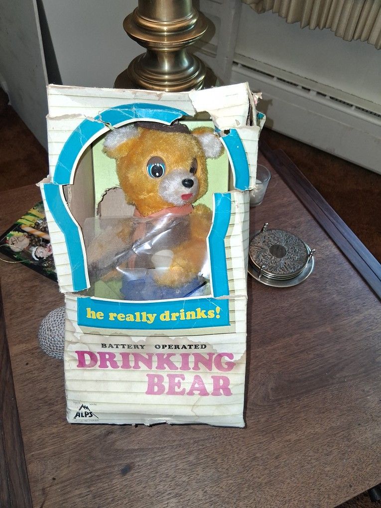 Antique Alps Japan Drinking Bear