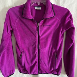 Columbia Fleece Jacket Kids Purple Full Zip Long Sleeve Mock Neck Size Medium