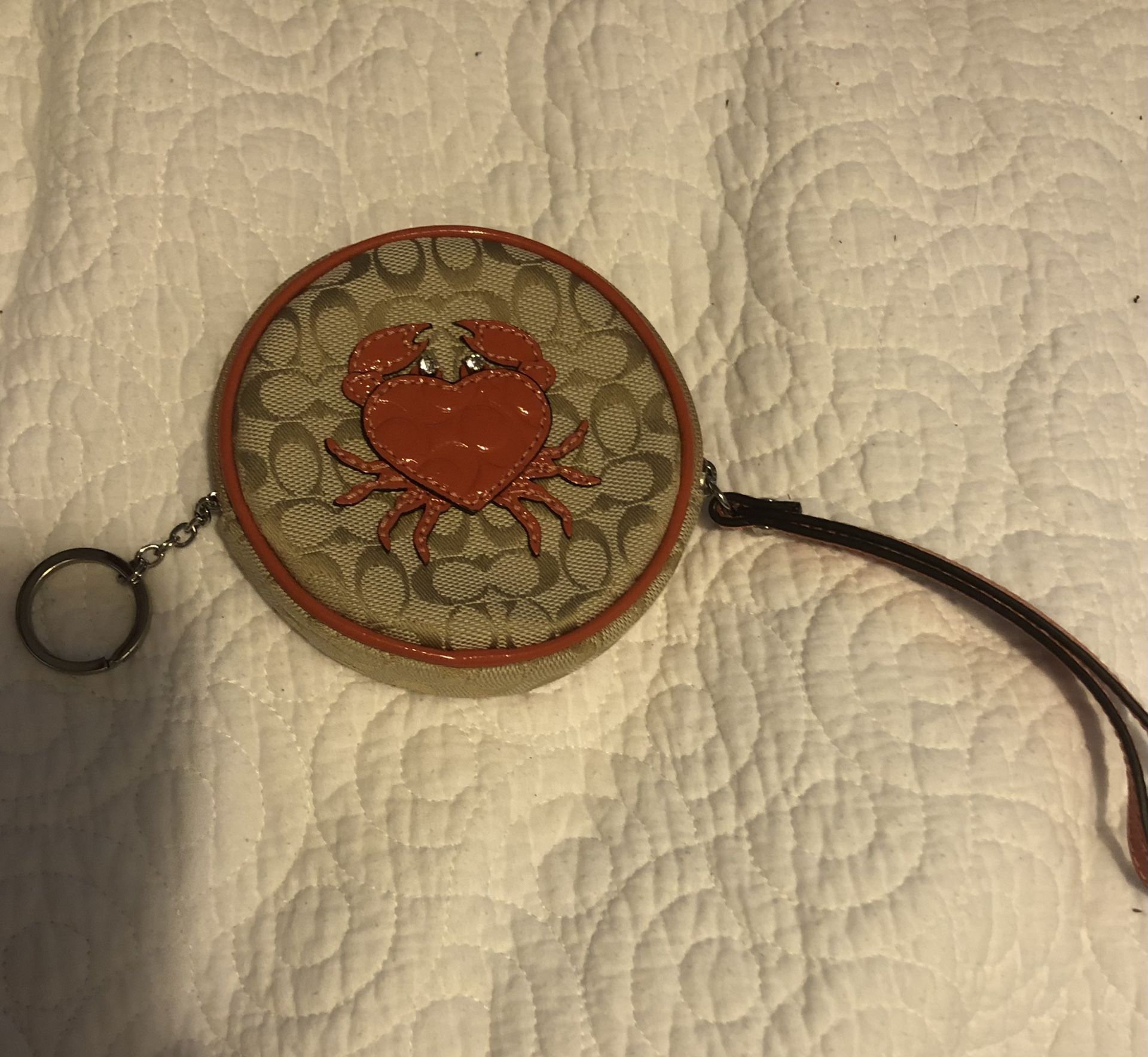 Coach Crab Coin Purse Mini Wristlet Wallet - With Keychain