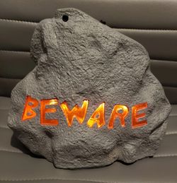 Gemmy Beware Haunted Stone Rock lights up w/ Sound effects