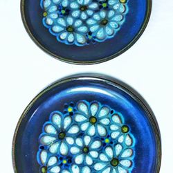 Flower power 1960s MCM mid century modern DENBY KISMET salad plates x 2