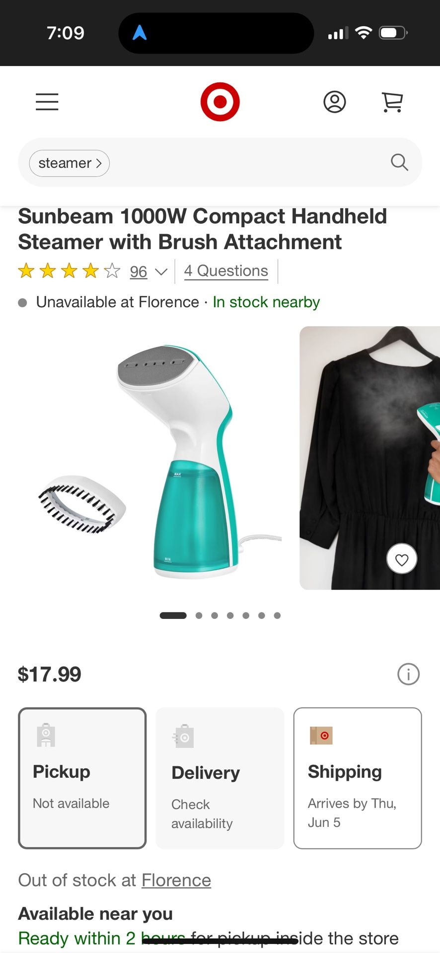 Sunbeam Compact Handheld Steamer