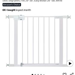 Safety 1st Easy Install Walk Thru Baby Gate for Doorway With Door, Dog Gates, Fits 29"-38", Easy Install 28" Tall, White