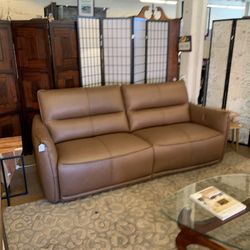 Russet Mod Leather Power Sofa