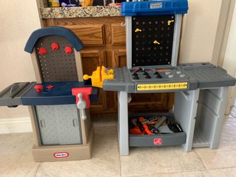 Step two Handyman Workbench and  little tikes tool box set