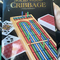Solid Wood Cribbage Folding Board Game with Playing Cards, for Families and Kids Ages 8 and up