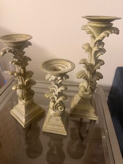 Set of 3 Ornate Pillar Candle Holders