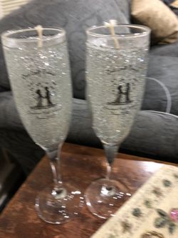2 cup candle brides& groom