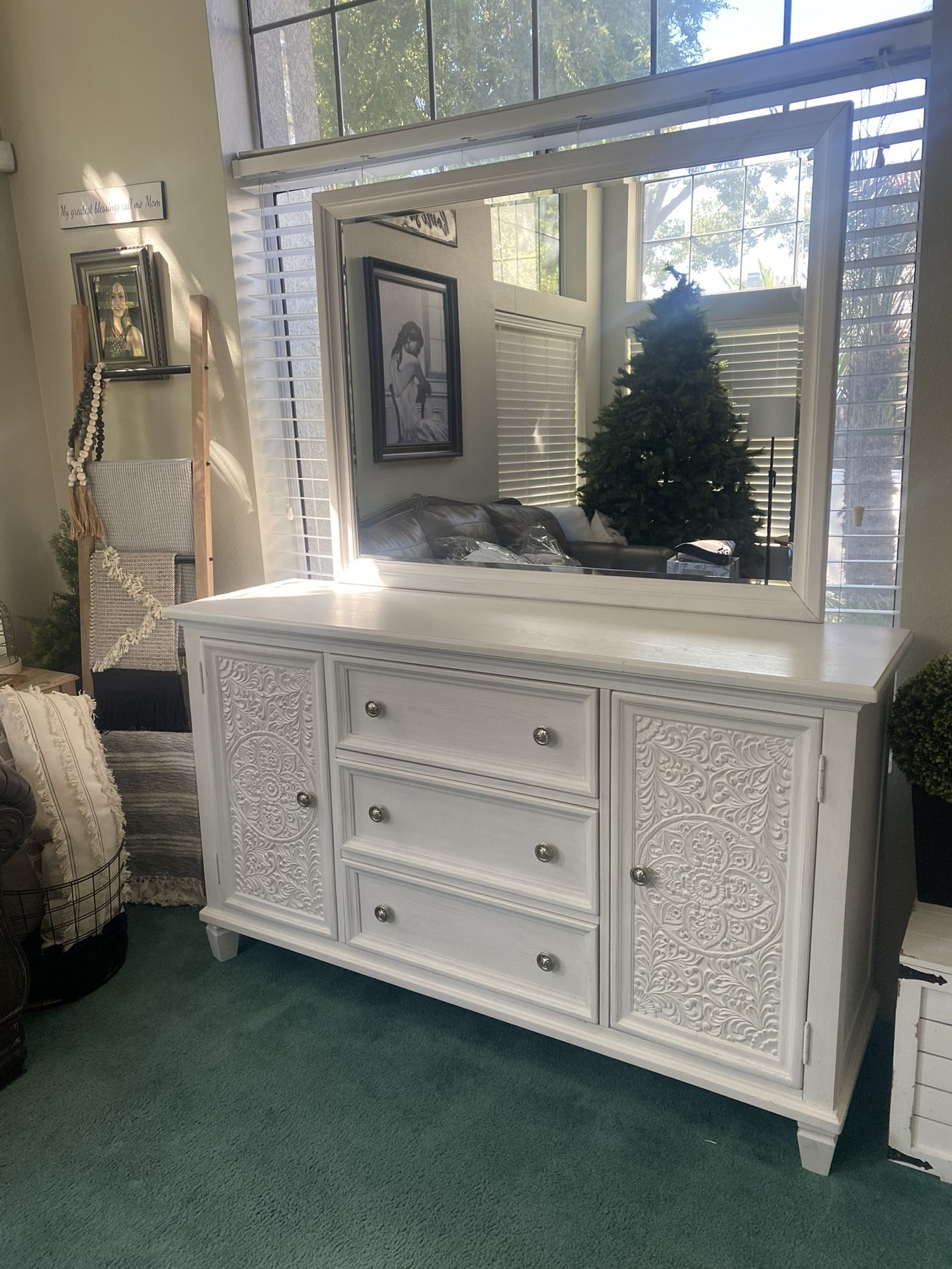 White Boho Dresser Barely Used
