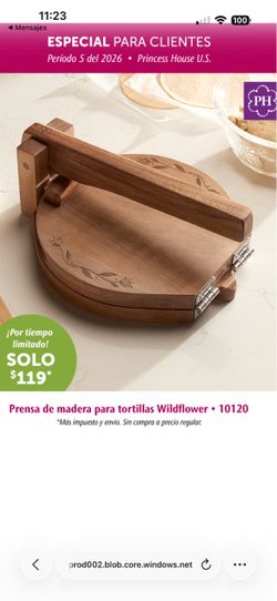Prensa de madera para hacer tortillas 👉 princess house todo nuevo y con caja 📦
