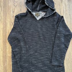 Lucky Brand Hoodie Beach Poncho Mens Black LS Cotton Pullover - XL