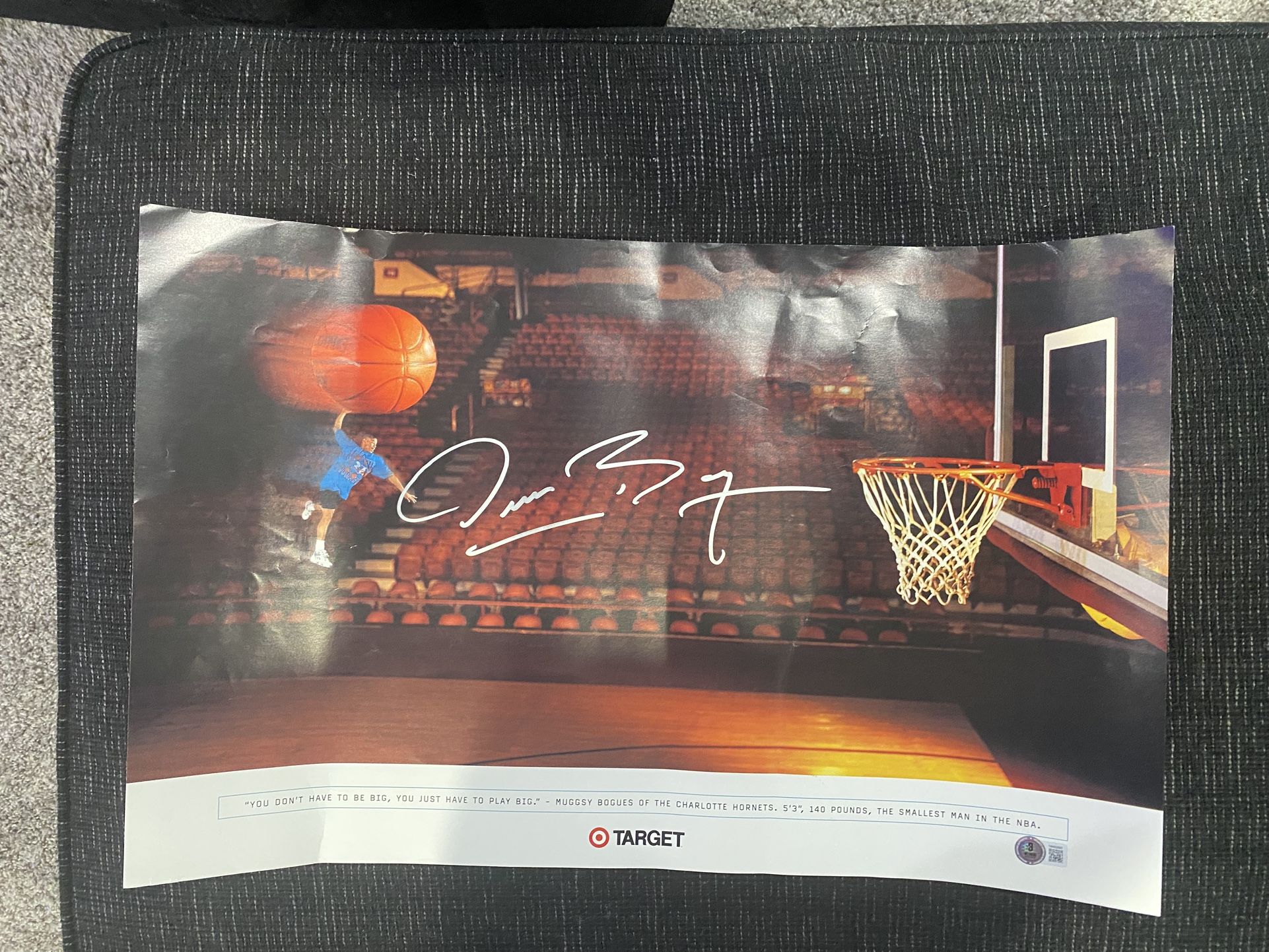 Muggsy Bogues Autographed 22x14 Target Promotional Poster With Beckett COA