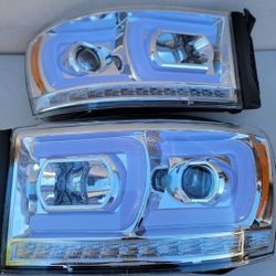 06-08 Dodge Ram LED DRL Projector Headlights Luces Calaveras Micas Faros Focos Faroles Headlamps 