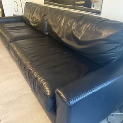 Restoration Hardware Black Leather Sofa 