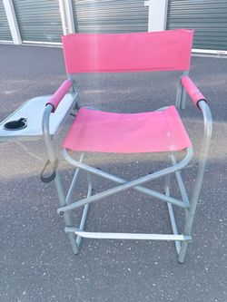 Tall Folding Director's Chair with Side Table